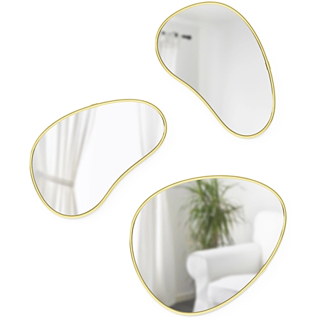 HOME Set espejos para pared hubba  s/3 brass