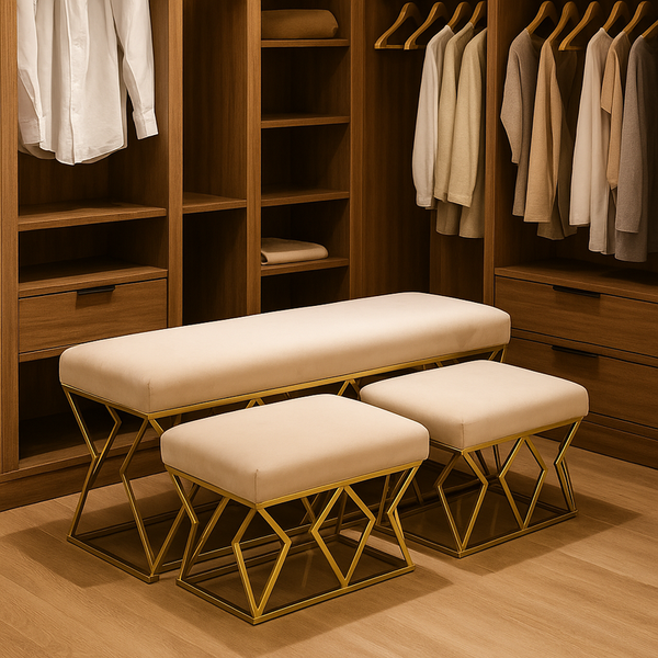 HOME Juego Taburete Beige 3 piezas