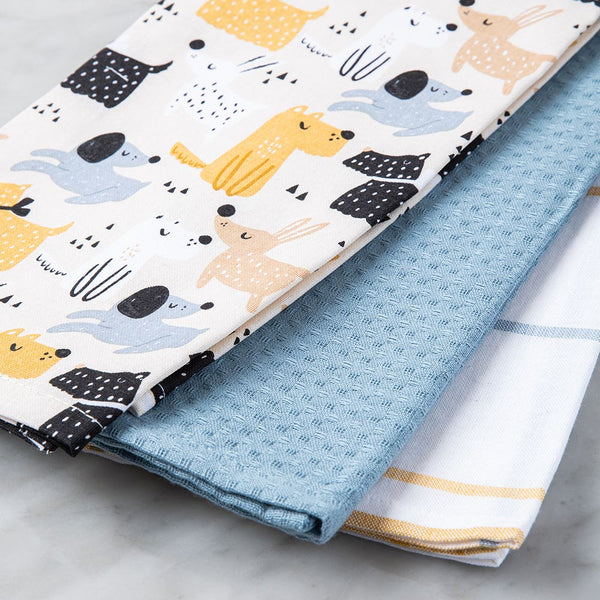 HOME Set de toallas de cocina de perritos 3 pzs