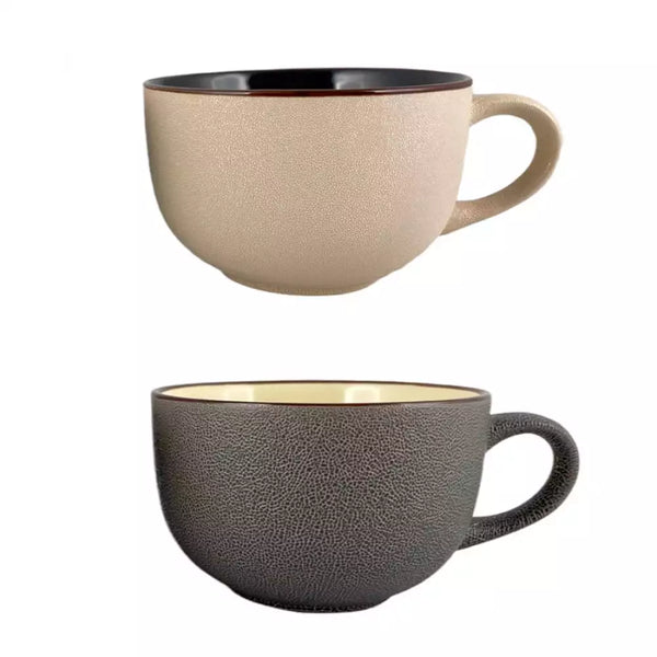 HOME Taza ceramica 450ml beige/cafe