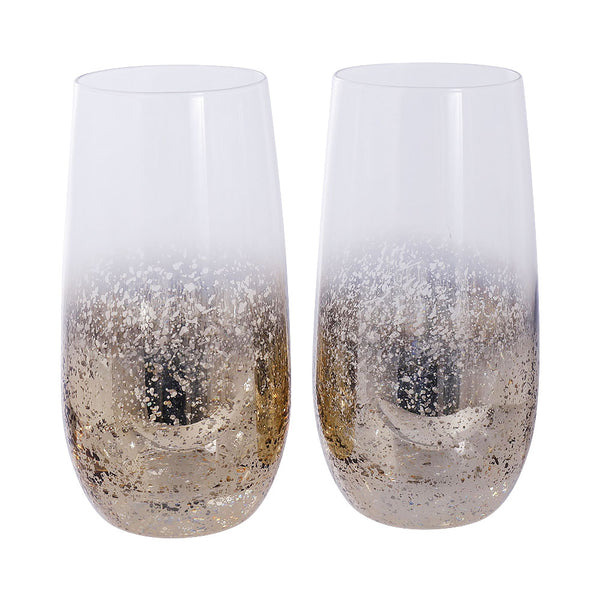 HOME Juego de vasos vidrio dorado